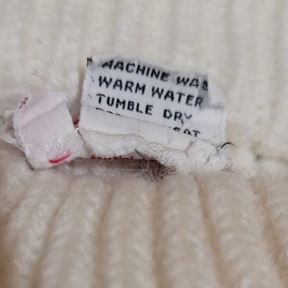 Vintage White Chunky Cable Knit Kids Sweater Size Small 4/5 Made in USA - Picture 6 of 8